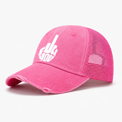 Fuck You! Cap Design Washed Trucker Hat – Rose