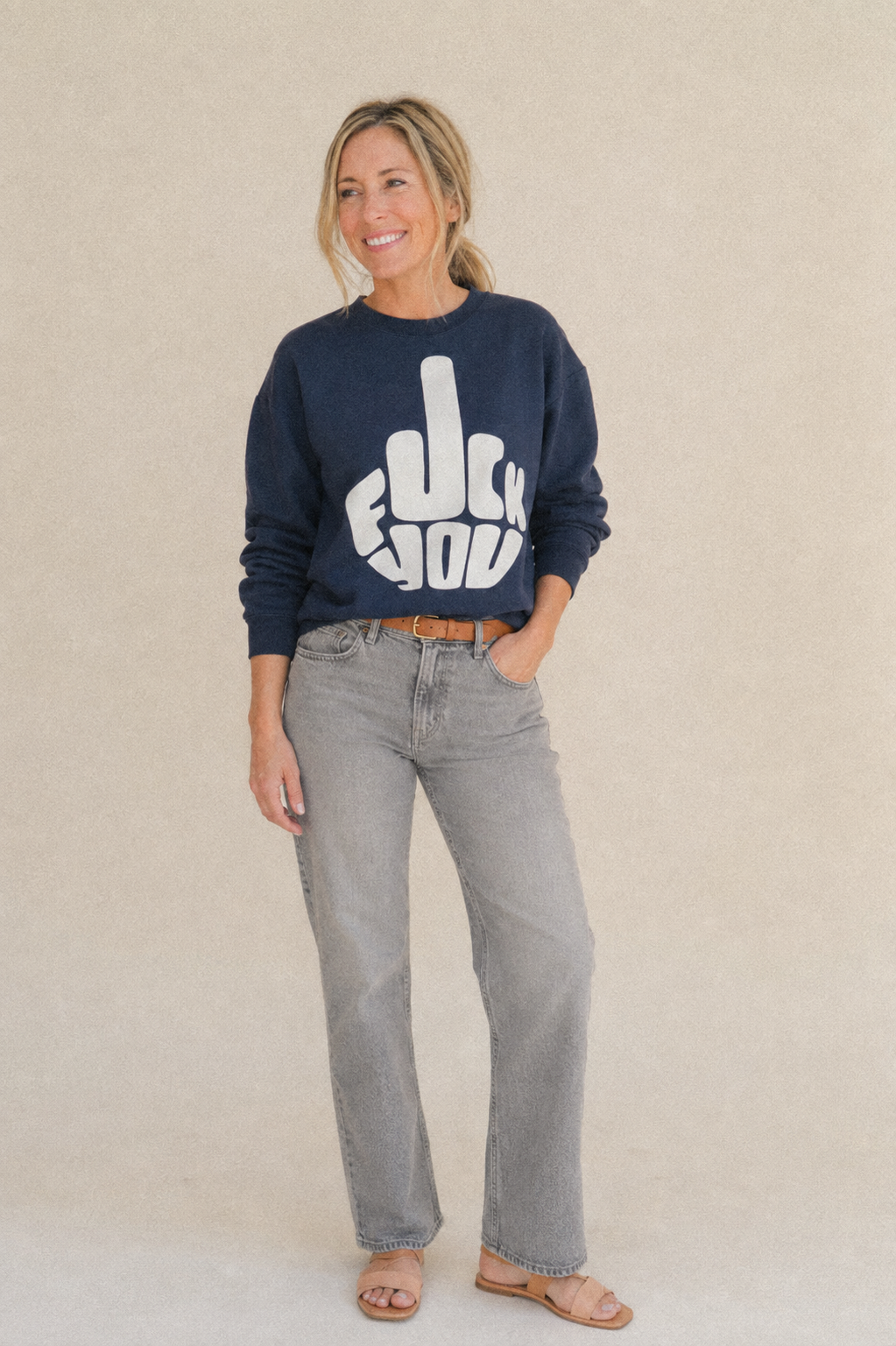 Fuck You Fleece Sweatshirt – studio model photo