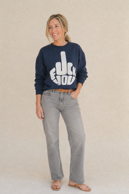 Fuck You Fleece Sweatshirt – studio model photo