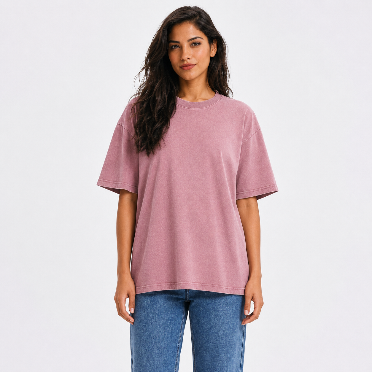 Fuck You Vintage T-shirt – dusty-rose worn by a model