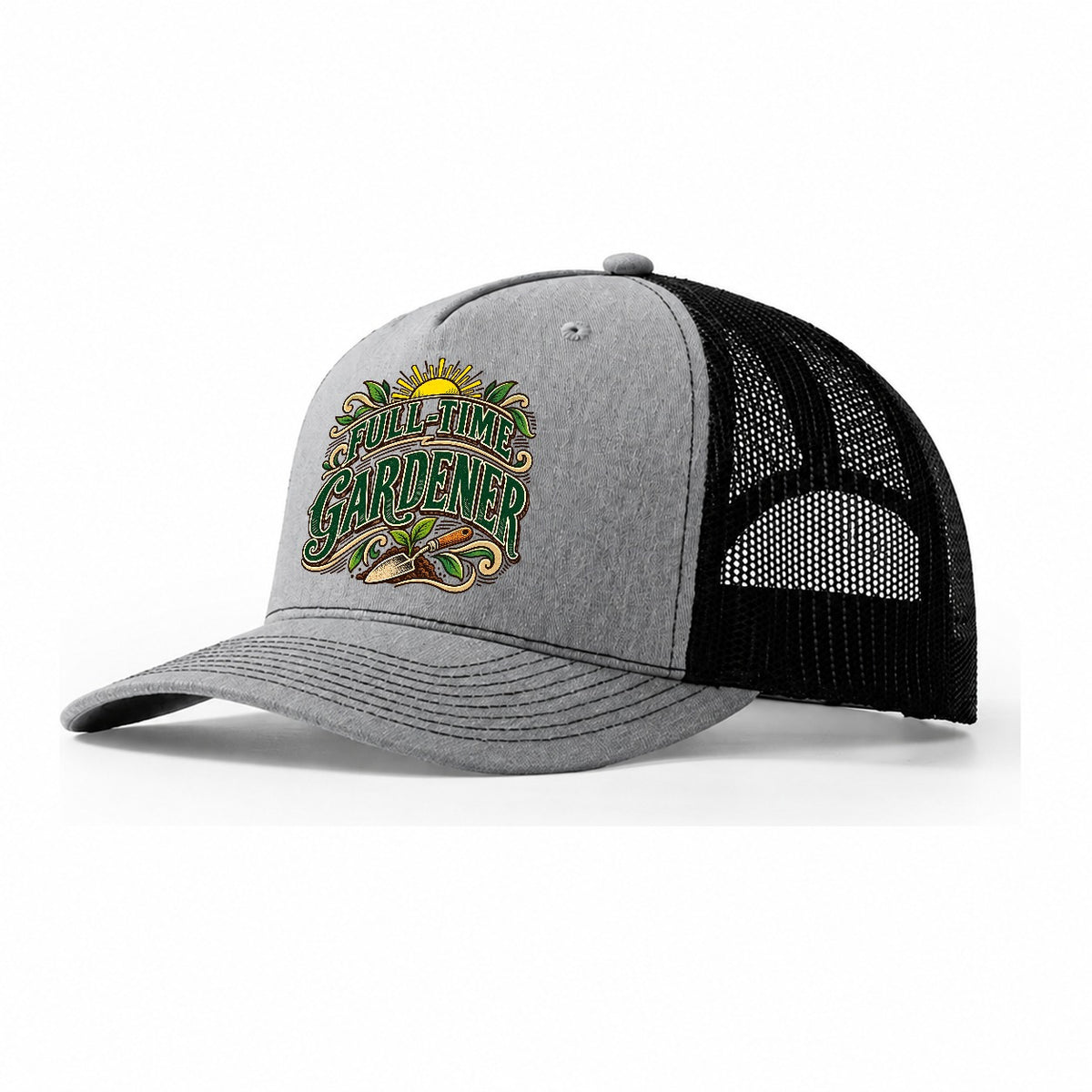 Full Time Gardener Retired Living Trucker Hat – Sport Grey Black