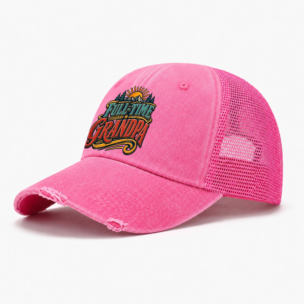 Full Time Grandpa Retired Living Washed Trucker Hat – Rose