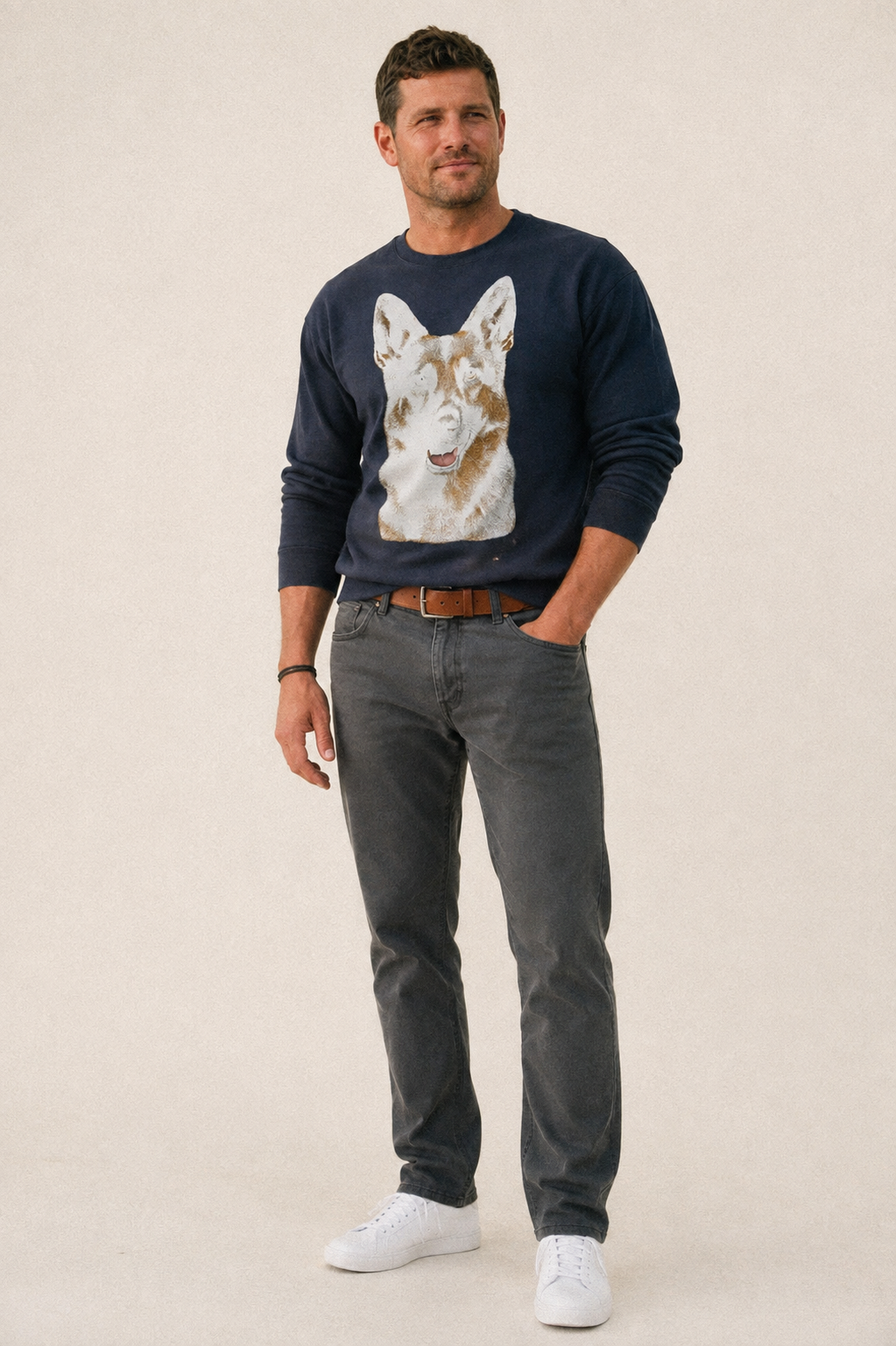 German Shepherd Portrait Fleece Sweatshirt – studio model photo