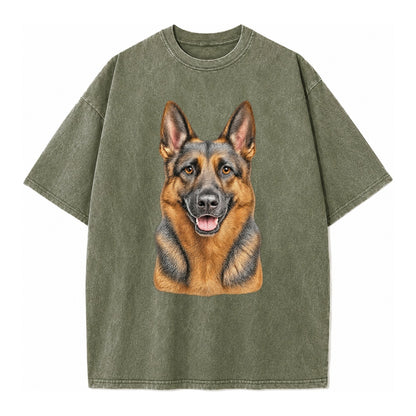 German Shepherd Portrait Vintage T-shirt – Army Green
