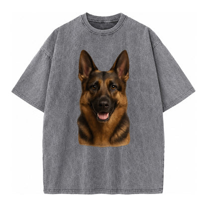 German Shepherd Portrait Vintage T-shirt – Grey