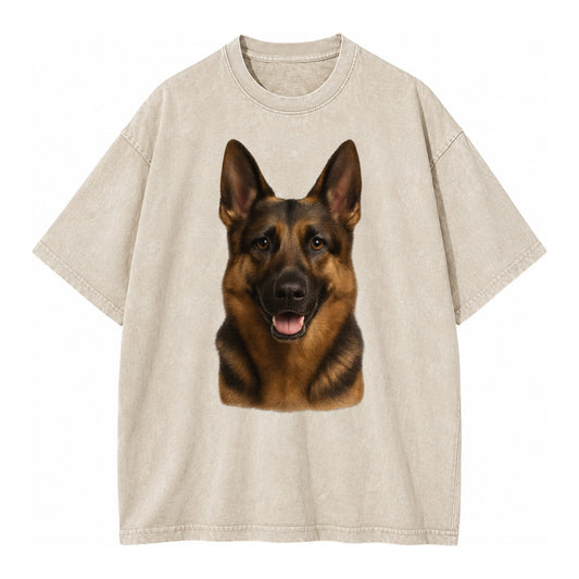 German Shepherd Portrait Vintage T-shirt – Off White
