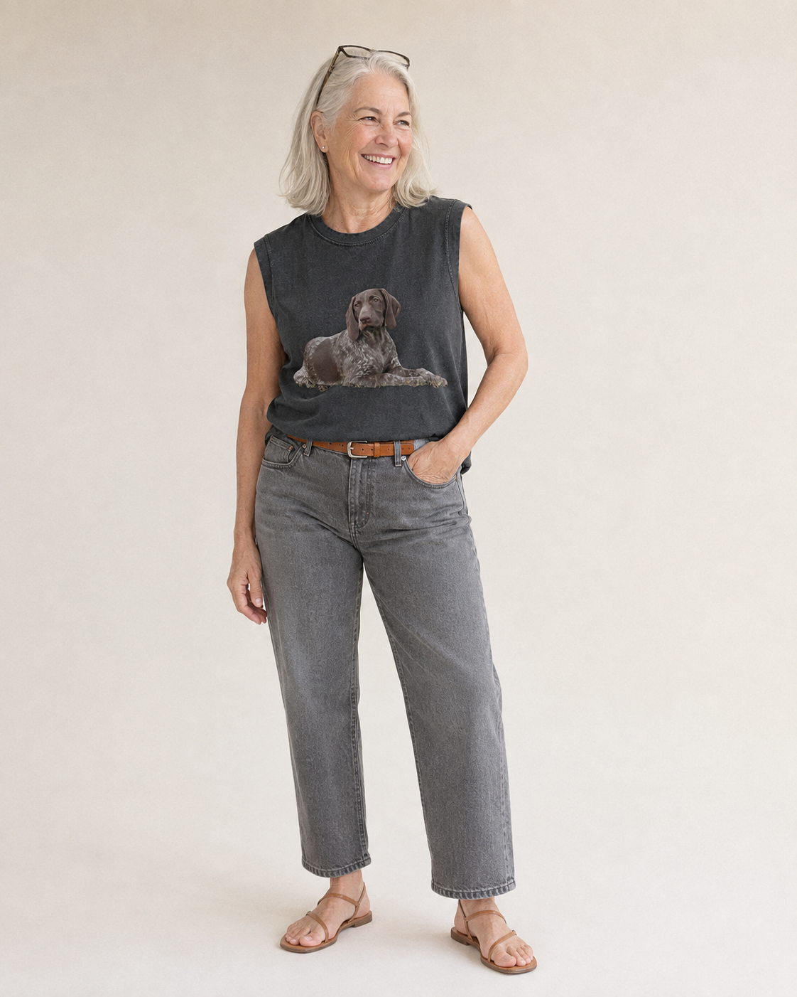 German Shorthaired Pointer 2 Vintage Washed Tank – studio model photo