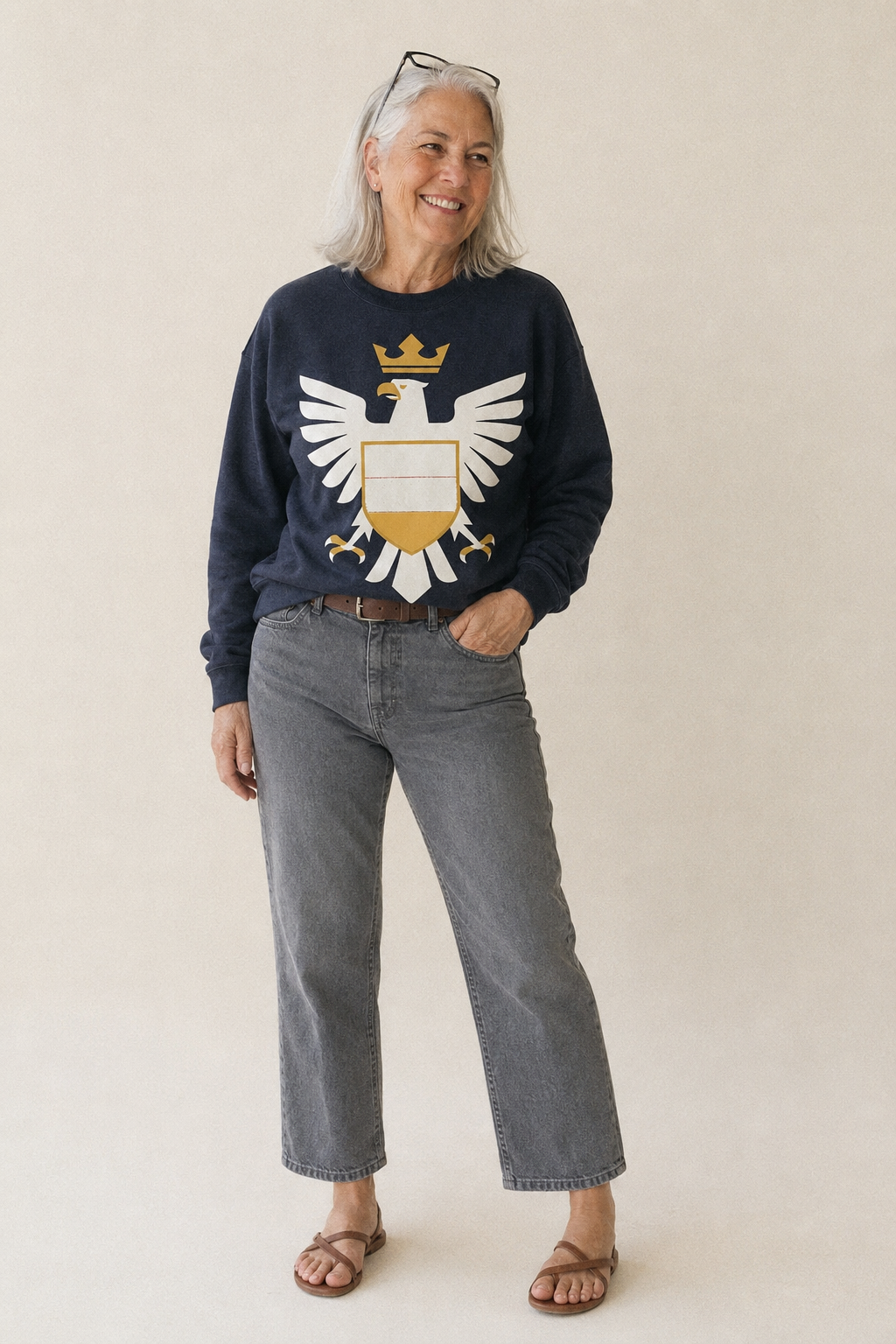 Germany Eagle Emblem Fleece Sweatshirt – studio model photo