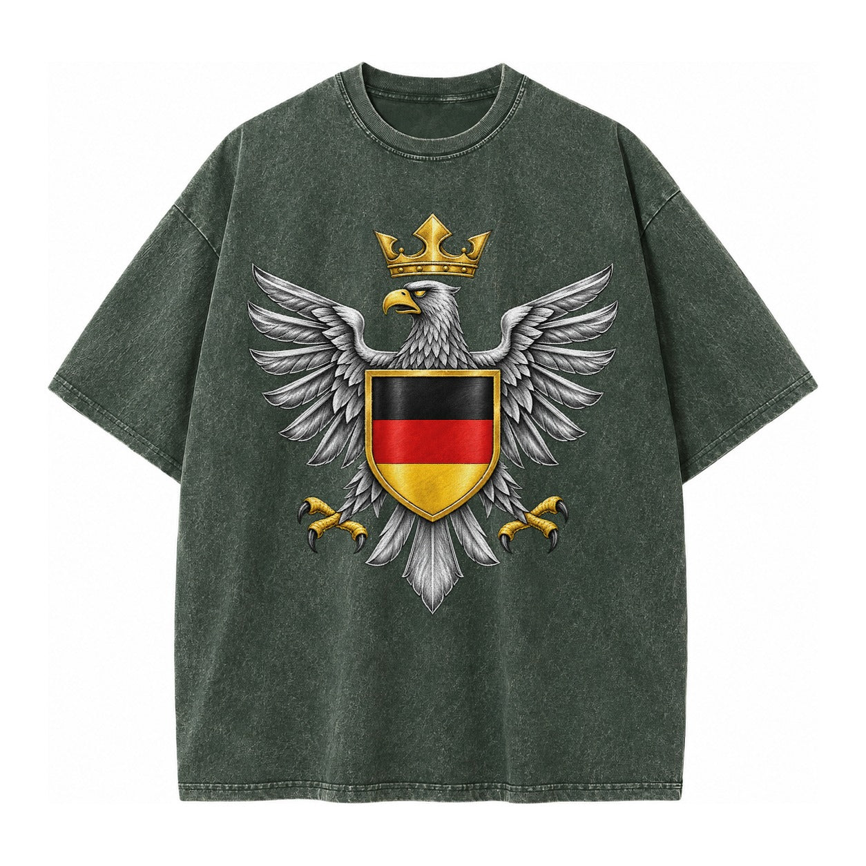 Germany Eagle Emblem Vintage T-shirt – Forest Mist(Green)