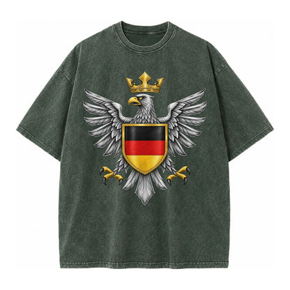 Germany Eagle Emblem Vintage T-shirt – Forest Mist(Green)