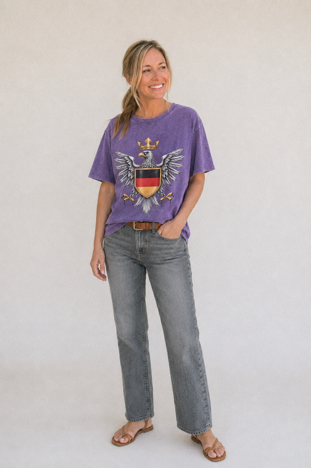 Germany Eagle Emblem Vintage T-shirt – studio model photo