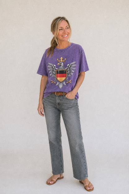 Germany Eagle Emblem Vintage T-shirt – studio model photo