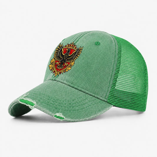 Germany Heraldic Crest Country Logos Washed Trucker Hat – Ink Green