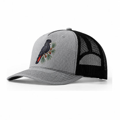 Glossy Black Cockatoo And She Oak Cones Australia Cultural Icons Trucker Hat – Sport Grey Black