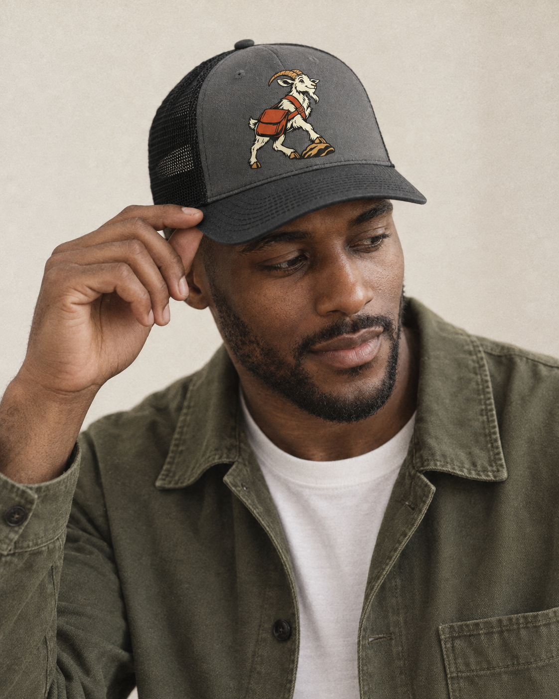 Model wearing the cap