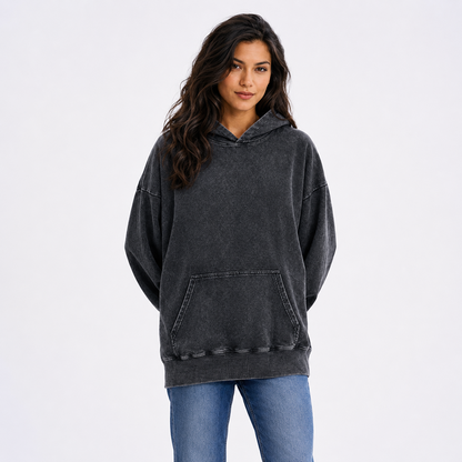 Goat Mug Truths Vintage Washed Hoodie – black worn by a model