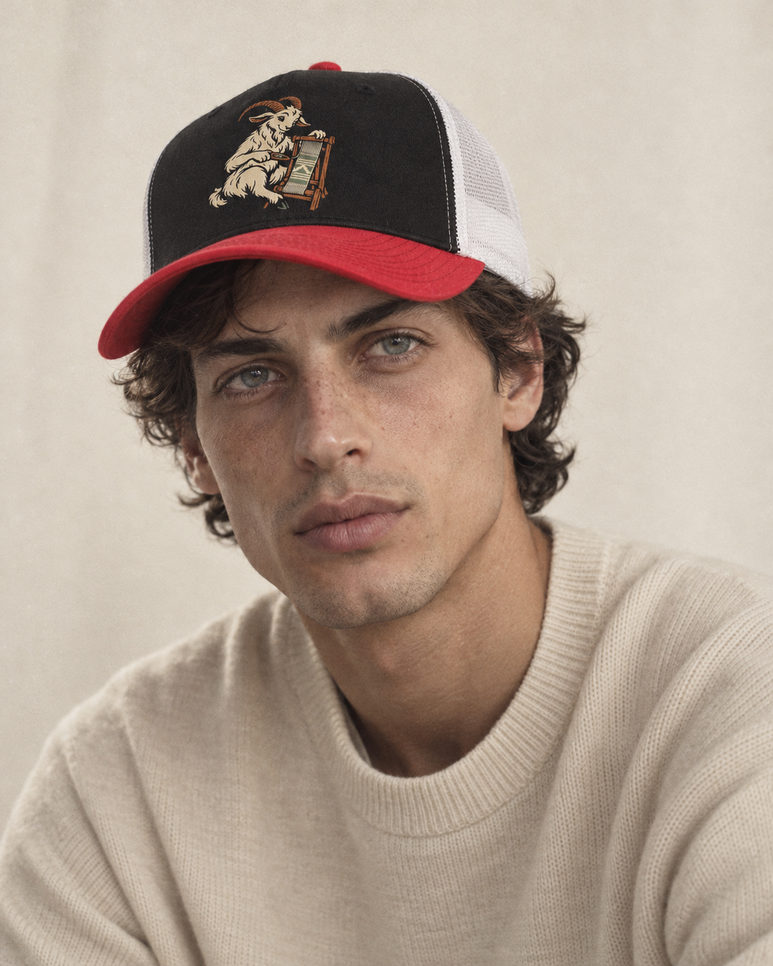 Model wearing the cap