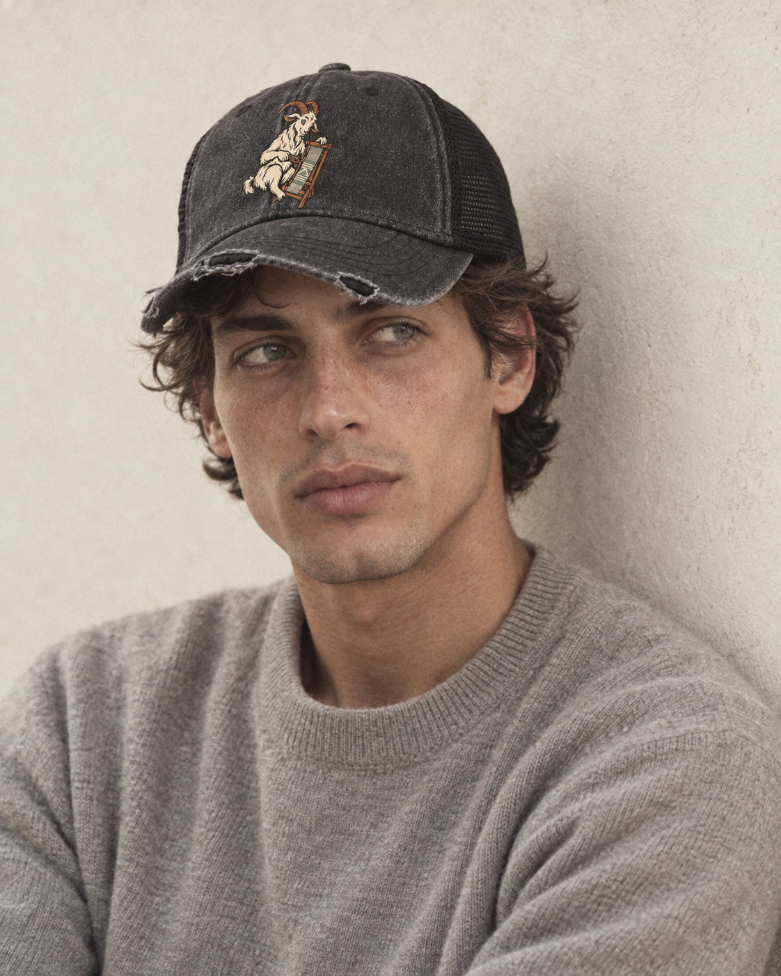 Model wearing the cap
