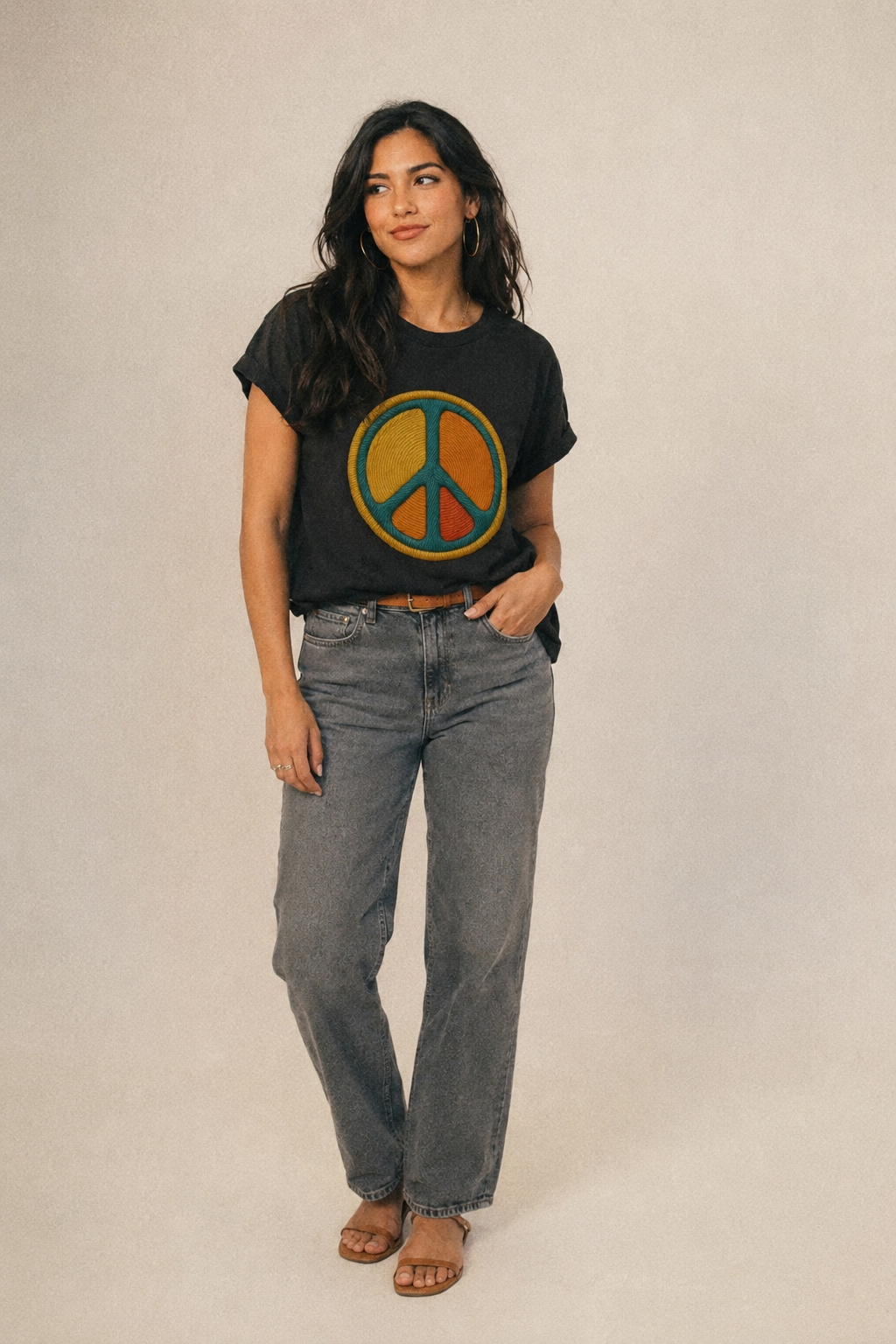 Golden Peace Classic T-shirt – studio model photo