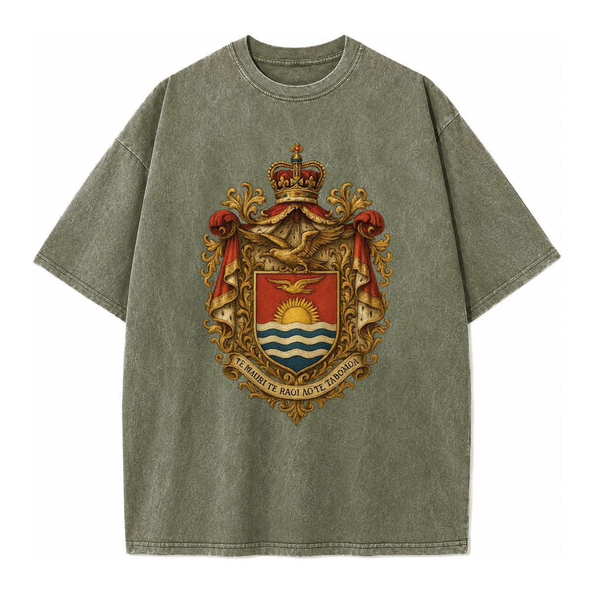 Golden Peace Vintage T-shirt – Army Green