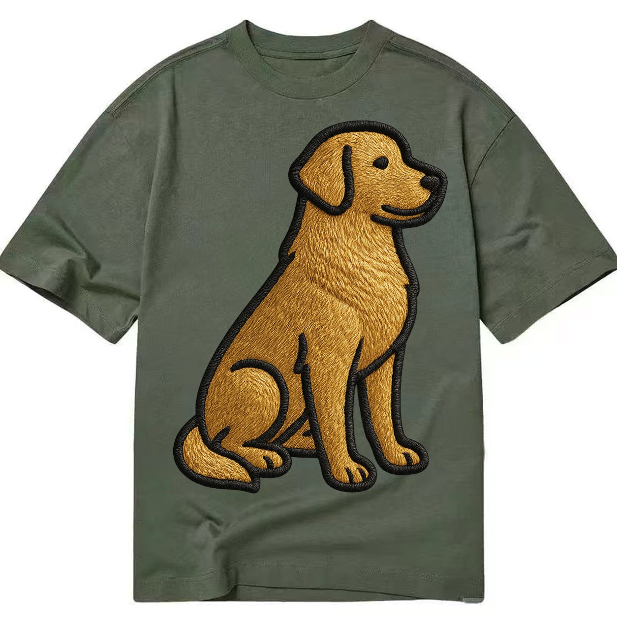 Golden Retriever - Contemporary geometri - Classic T-shirt – Army Green