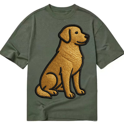 Golden Retriever - Contemporary geometri - Classic T-shirt – Army Green