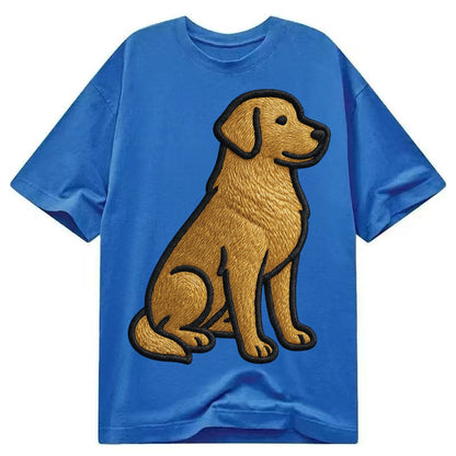 Golden Retriever - Contemporary geometri - Classic T-shirt – Blue