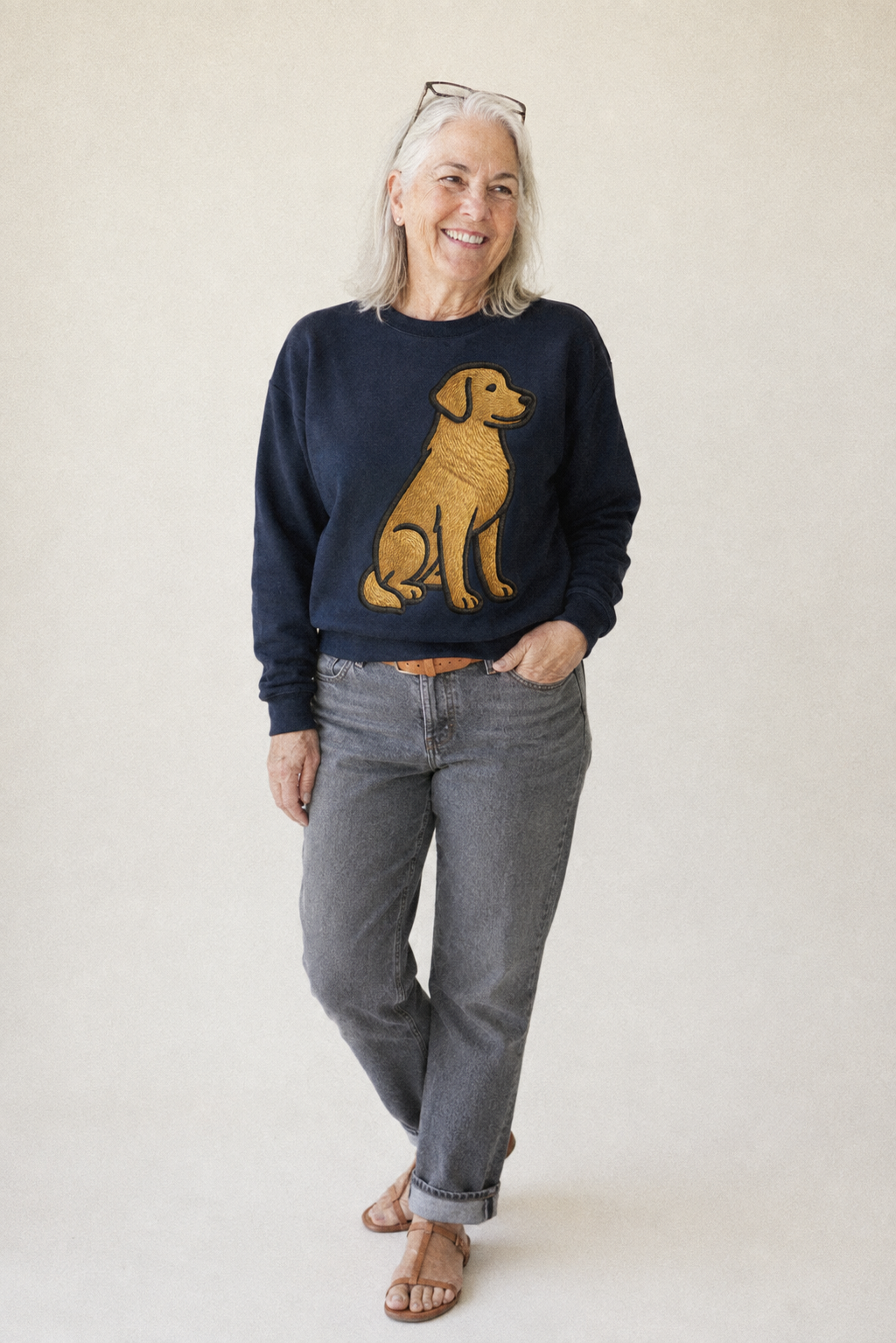 Golden Retriever Contemporary Geometri Fleece Sweatshirt – studio model photo