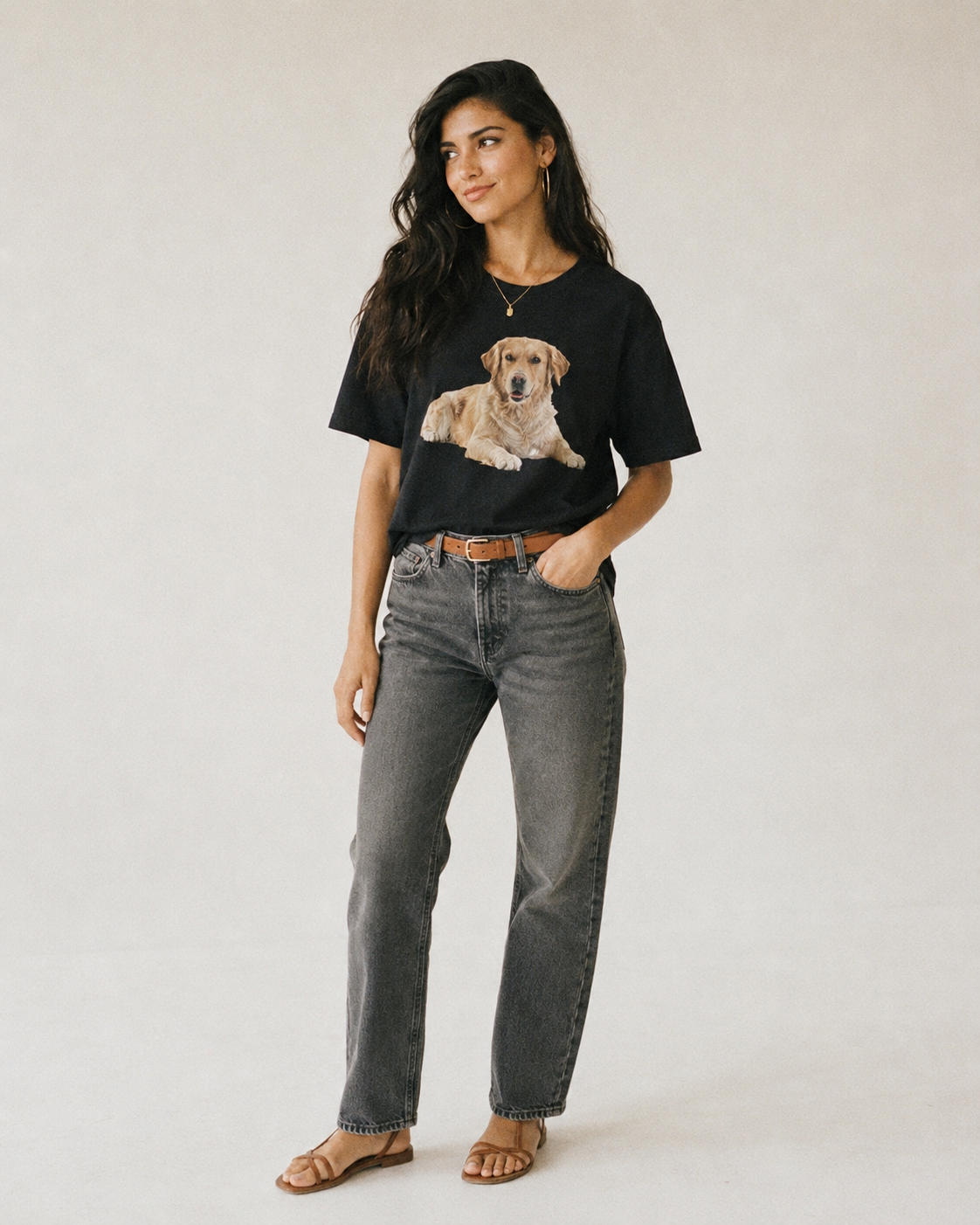 Golden Retriever Laying Dow Classic T-shirt – studio model photo