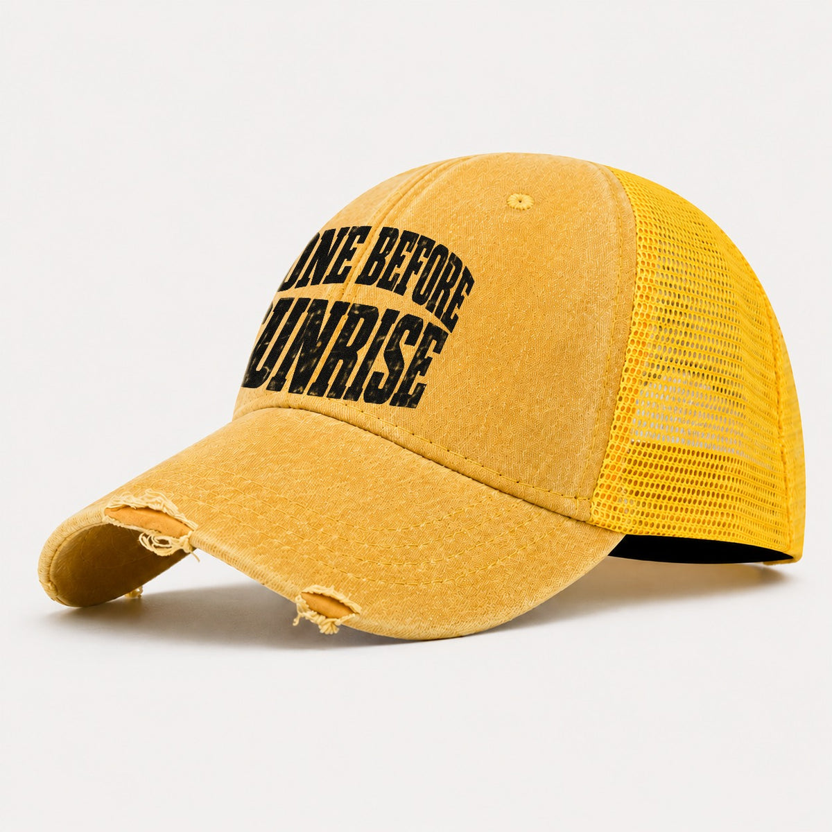 Gone Before Sunrise Fishing Club Washed Trucker Hat – Yellow