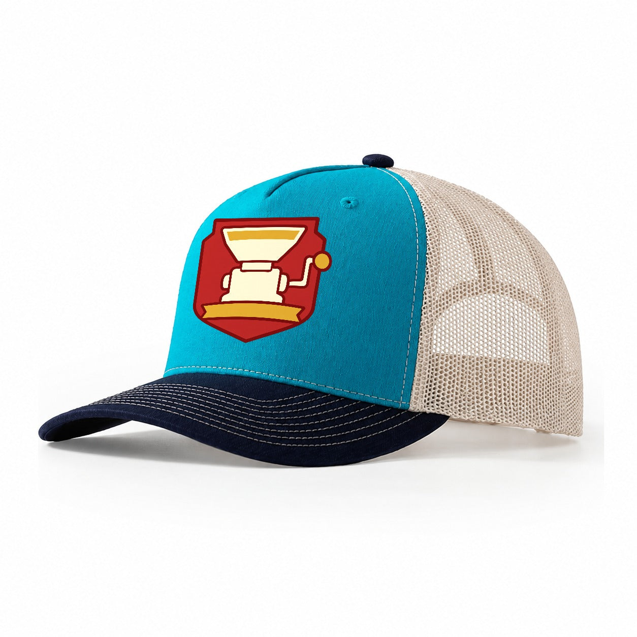 Grain Mill Crest Trucker Hat – Teal Navy