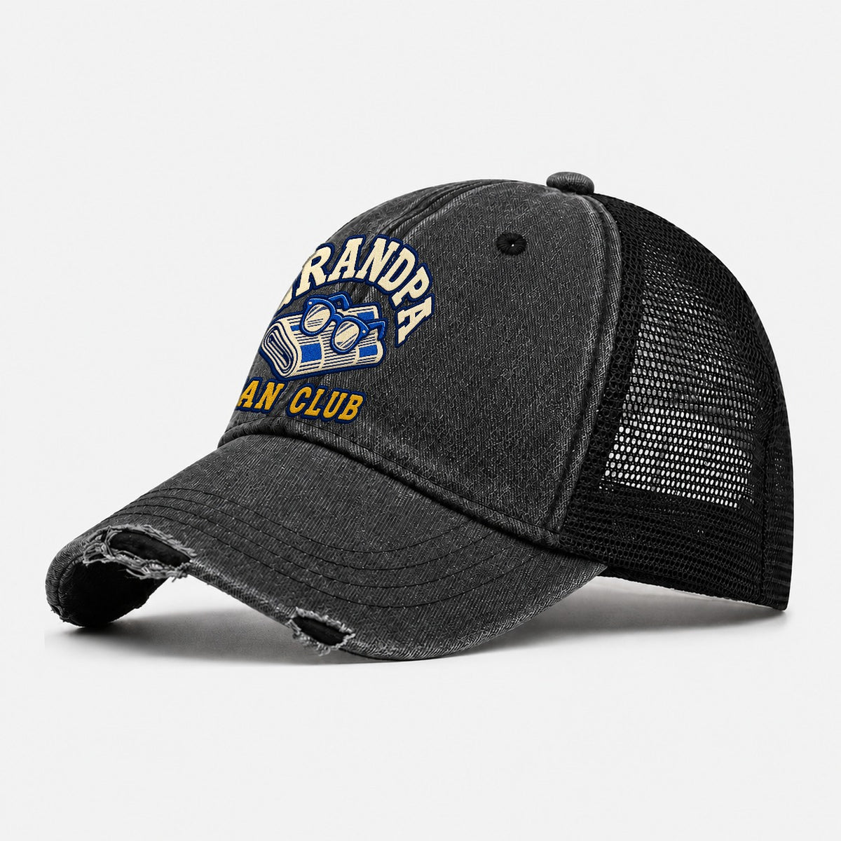Grandpa Fan Club Washed Trucker Hat – Black