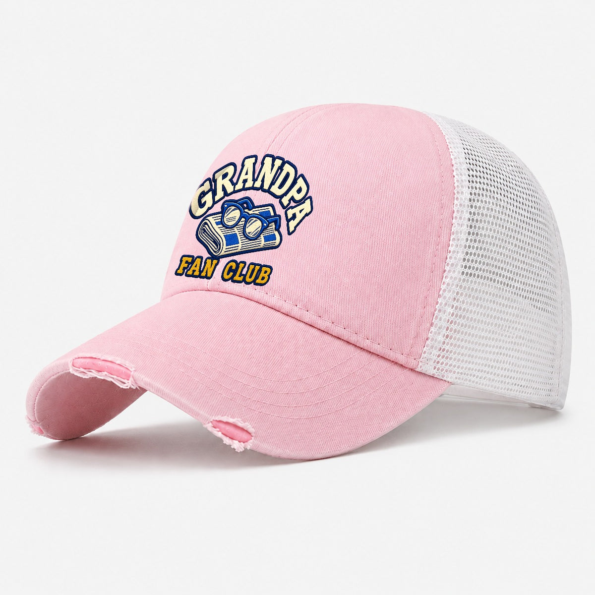 Grandpa Fan Club Washed Trucker Hat – Light Pink