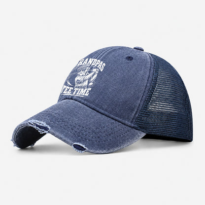 Grandpas Tee Time Golf Life Washed Trucker Hat – Navy