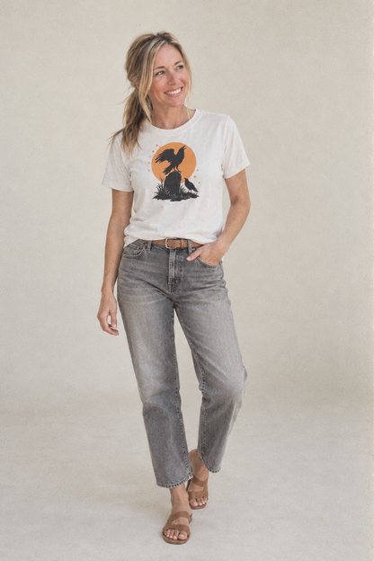 Gravestone Raven Full Moon Classic T-shirt – studio model photo