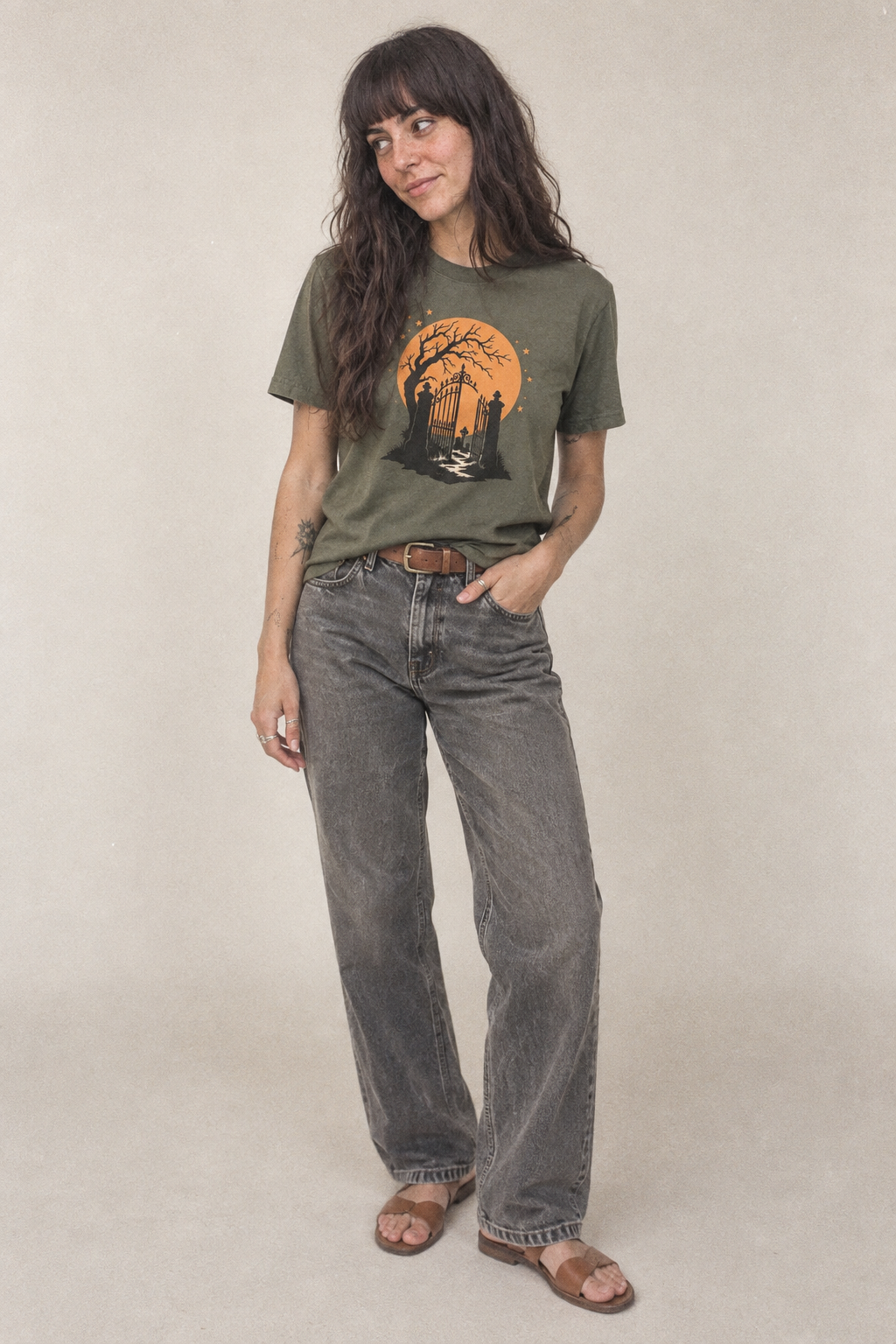 Graveyard Gate Full Moon Classic T-shirt – studio model photo