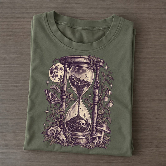 Graveyard Hourglass Midnight Haunt Classic T-shirt – Army Green