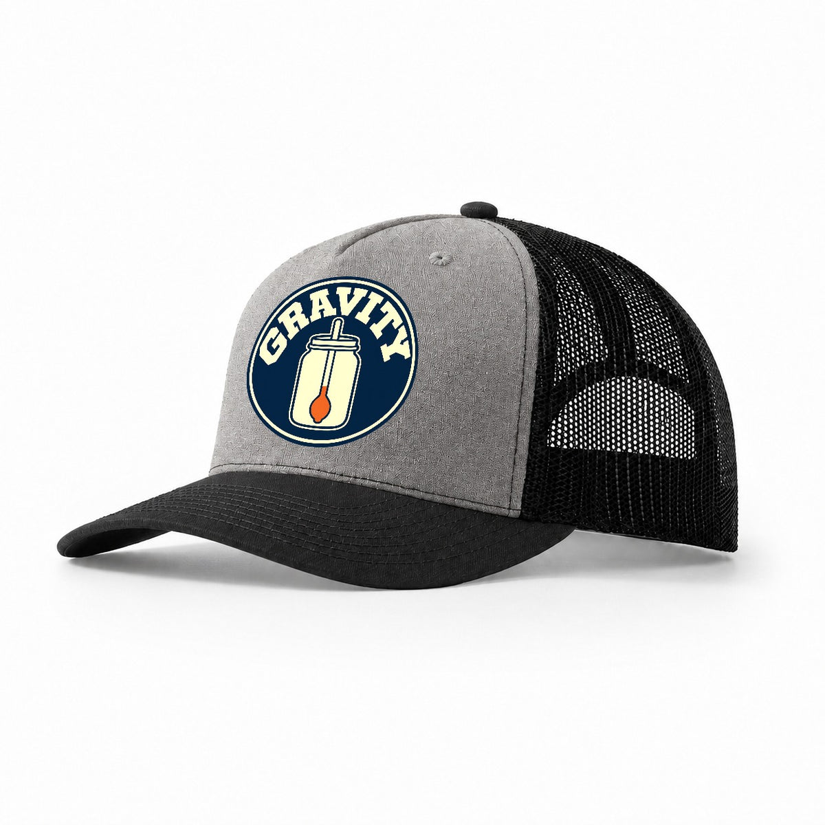 Gravity Reading Trucker Hat – Grey Black