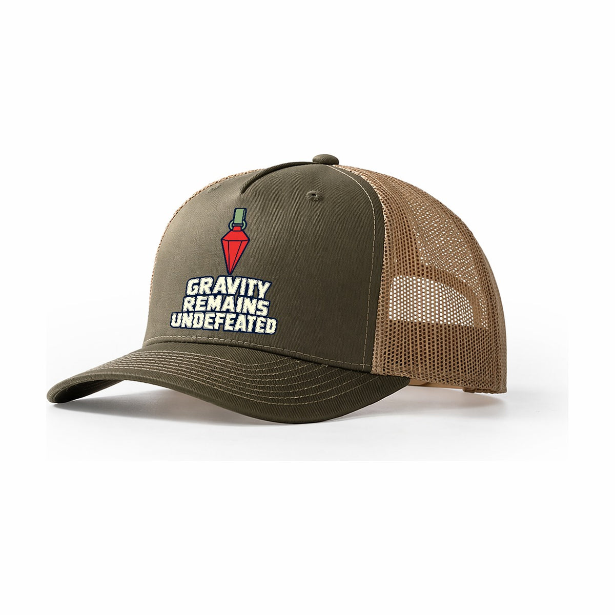Gravity Remains Undefeated Rock Climbing Trucker Hat – Olive Khaki