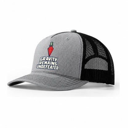 Gravity Remains Undefeated Rock Climbing Trucker Hat – Sport Grey Black