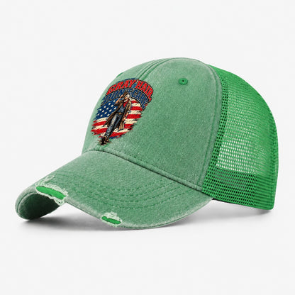 Gray Hair Don T Care Old Man Strong Washed Trucker Hat – Ink Green