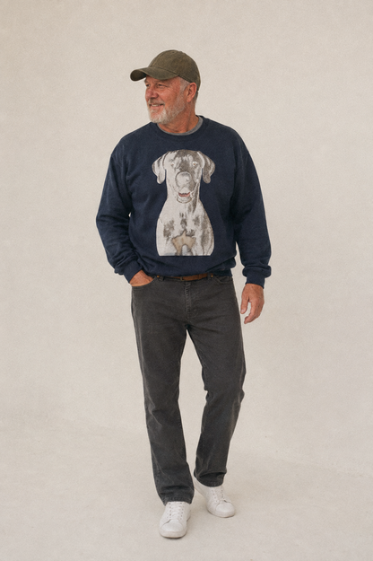 Great Dane Gentle Giant Noble Heart Fleece Sweatshirt – studio model photo