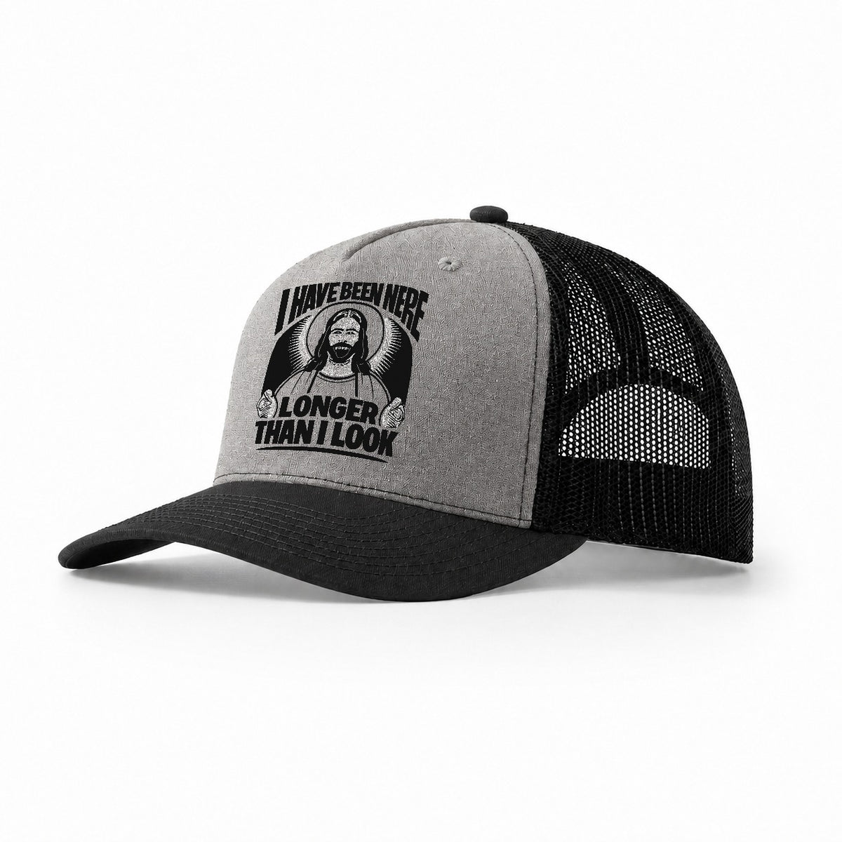 Ancient Saint Trucker Hat – Grey Black
