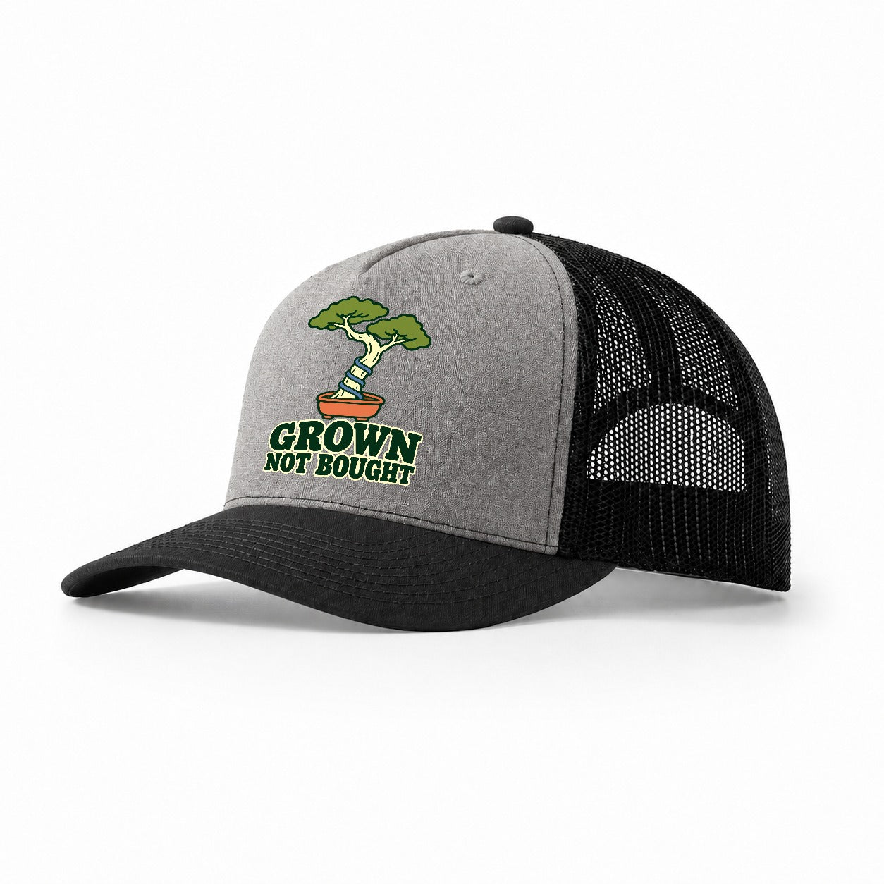 Grown Not Bought Bonsai Trucker Hat – Grey Black