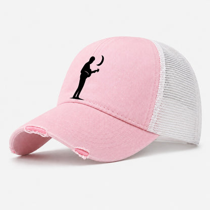 Guitarist Under Moonlight Washed Trucker Hat – Light Pink