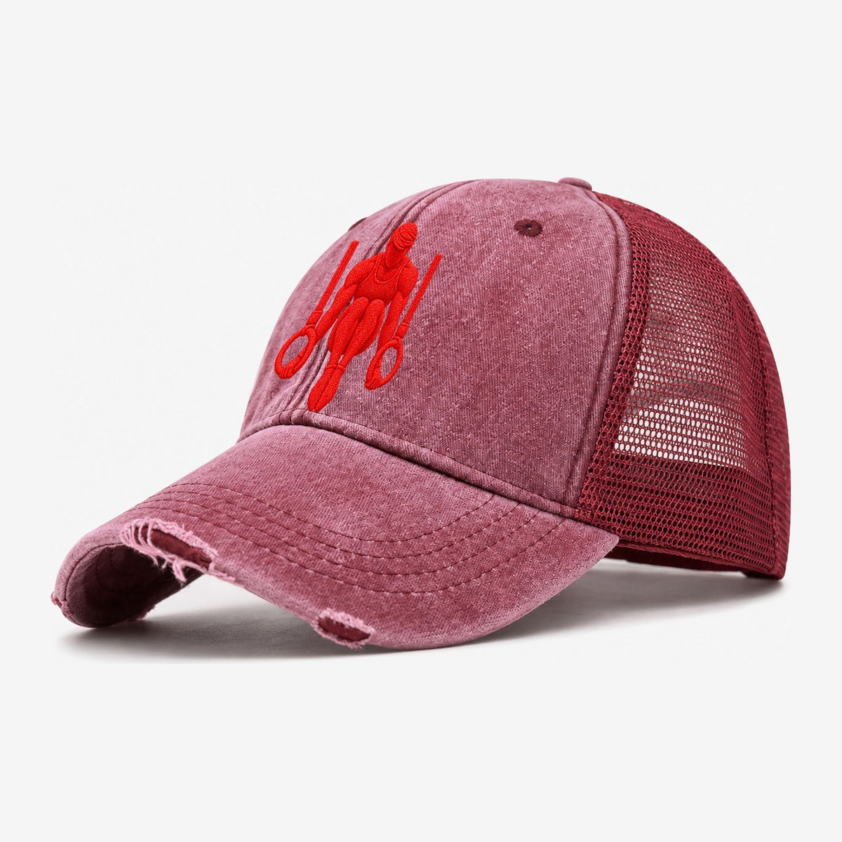 Gymnast Ring Support Tuck Micro Motion Mark Washed Trucker Hat – Wine Red