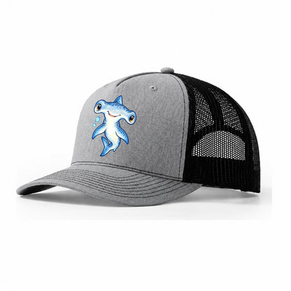 Hammerhead Shark Curious Tilt Sea Sprite Trucker Hat – Sport Grey Black
