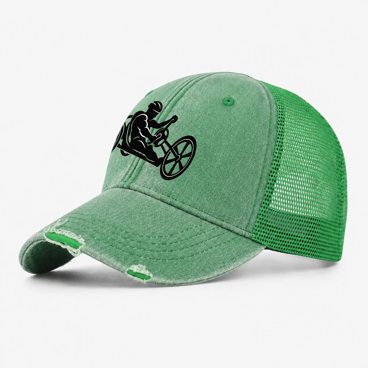 Handcycle Racer Cycling Life Washed Trucker Hat – Ink Green