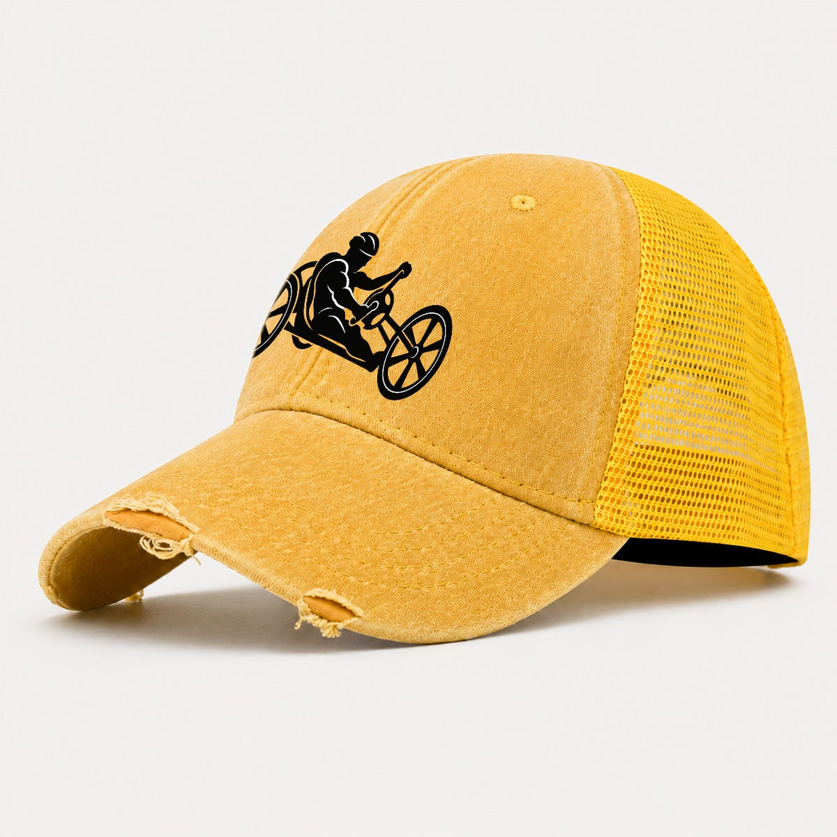Handcycle Racer Cycling Life Washed Trucker Hat – Yellow
