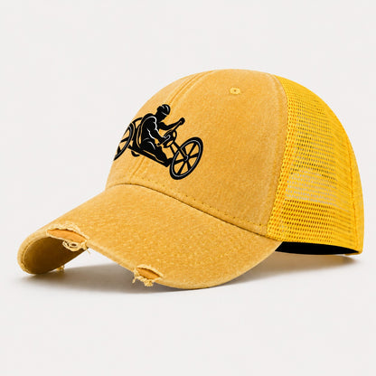 Handcycle Racer Cycling Life Washed Trucker Hat – Yellow